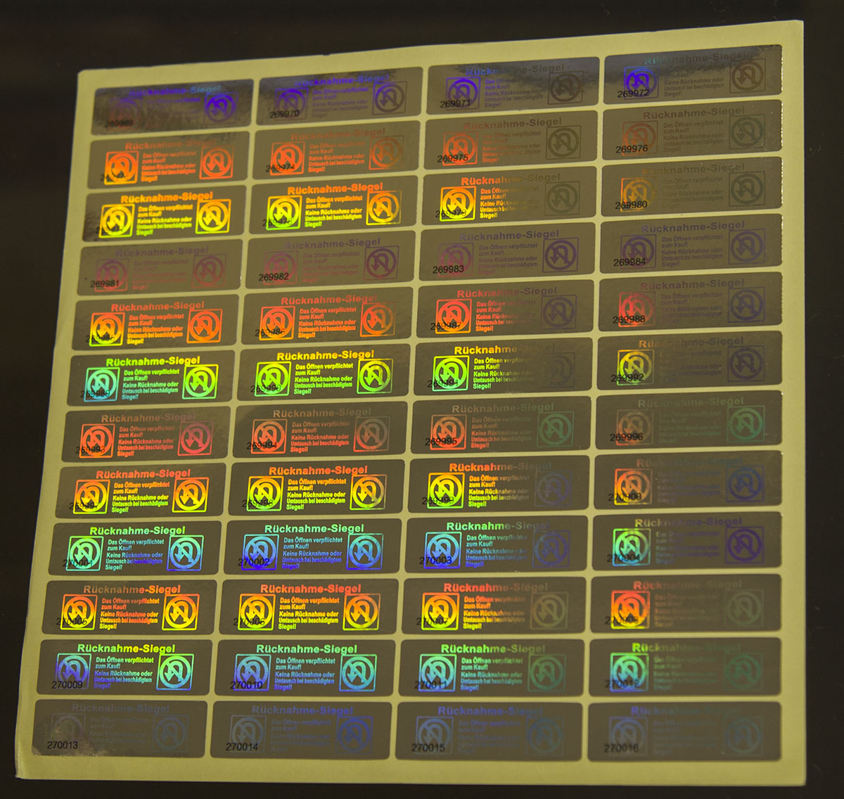 (klein bis 100 mm²) voll personalisierter 3D Hologramm Sticker/Siegel rechteckig