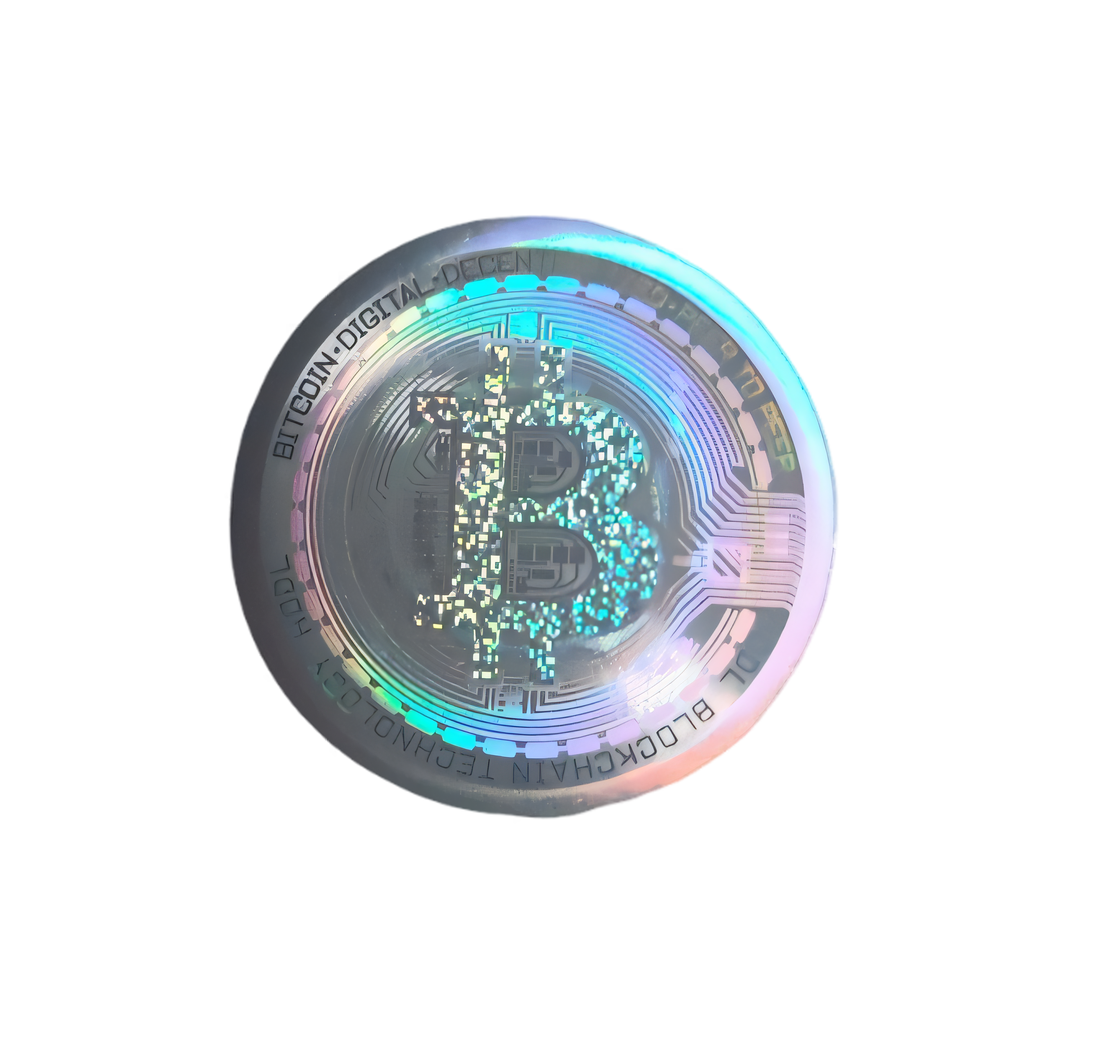 Bitcoin BTC Hologramm-Aufkleber 20 mm silber oder gold