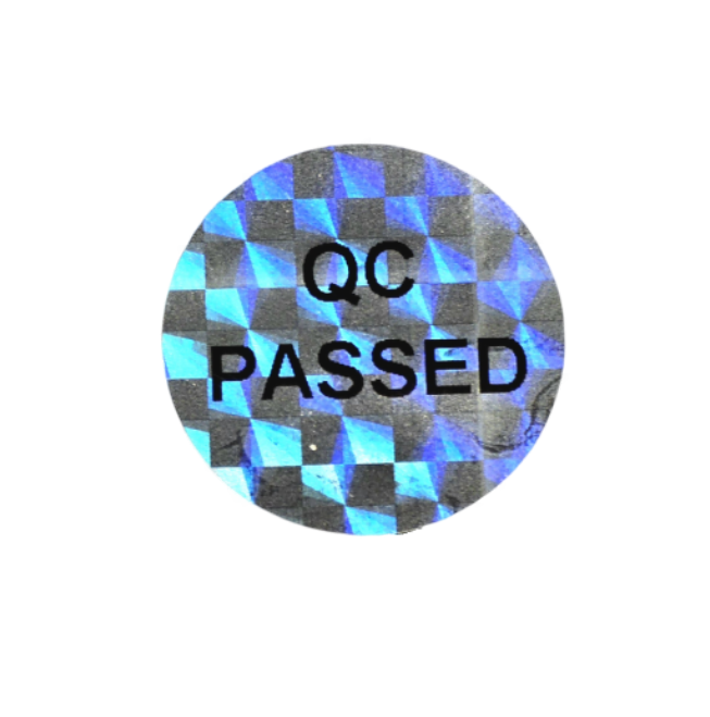 3D Hologramm Aufkleber 20 mm QC passed Qualitätskontrolle Silber/Gold