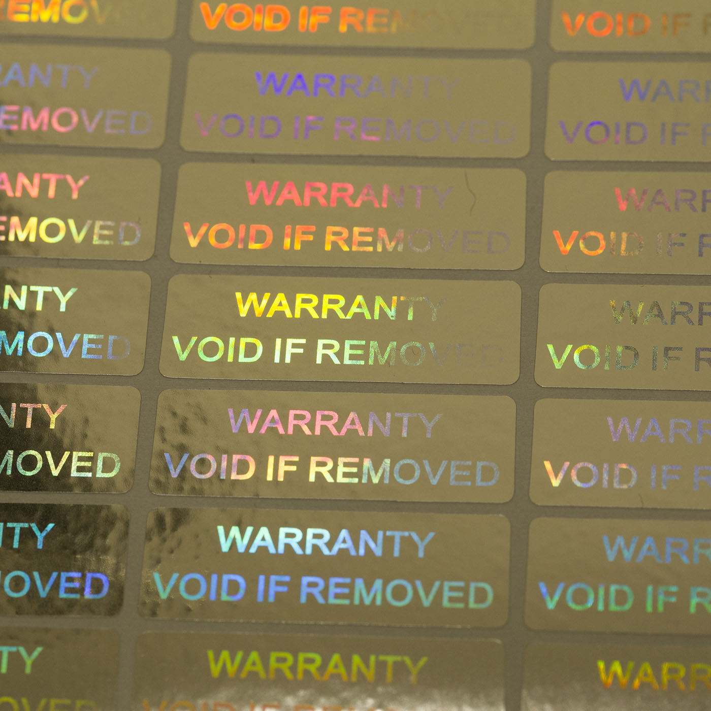 "Warranty Void if removed" 3D Hologramm Garantiesiegel silber