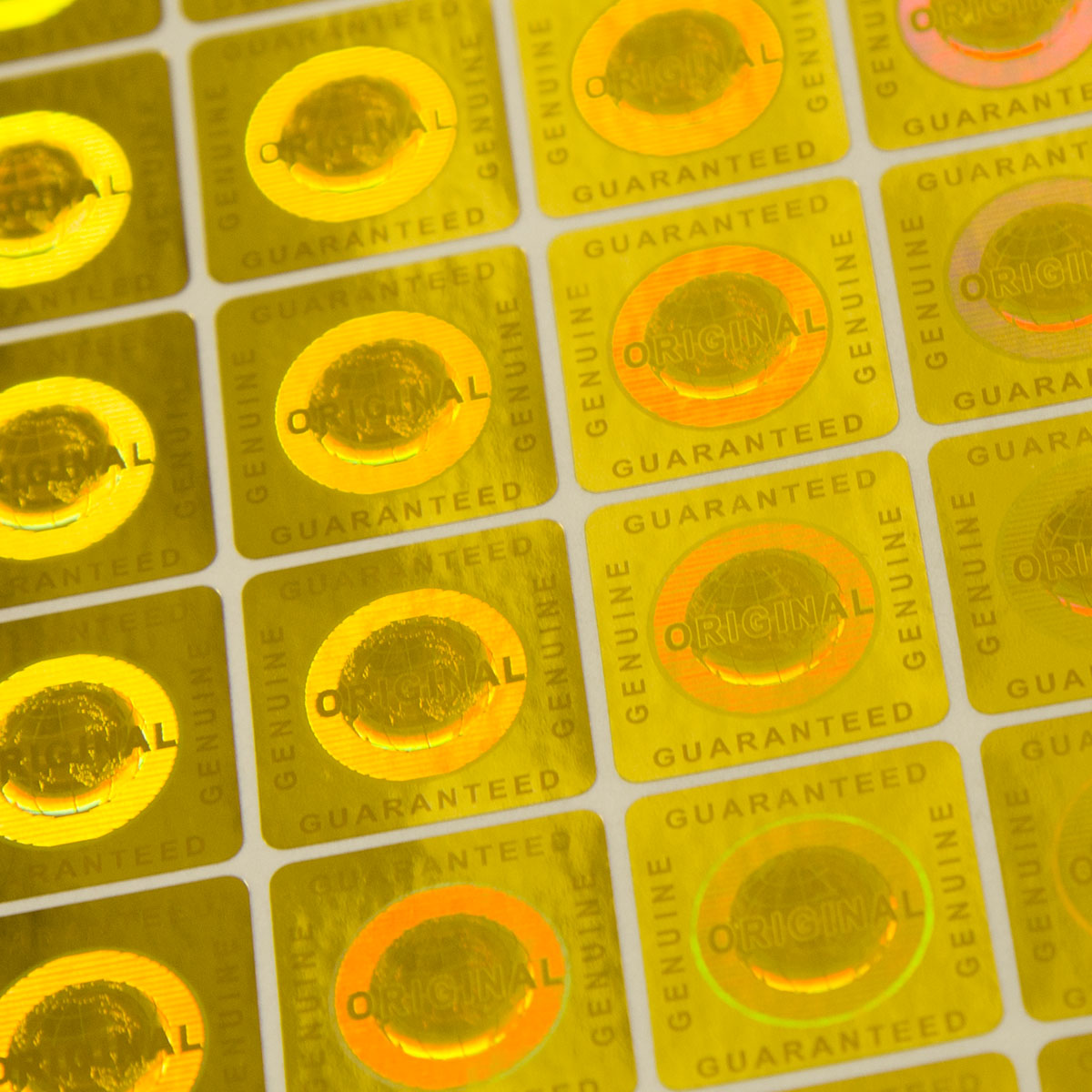 "Original" 3D Hologramm Sicherheitssiegel Gold 20x20mm mit/ohne lfd. Nummer