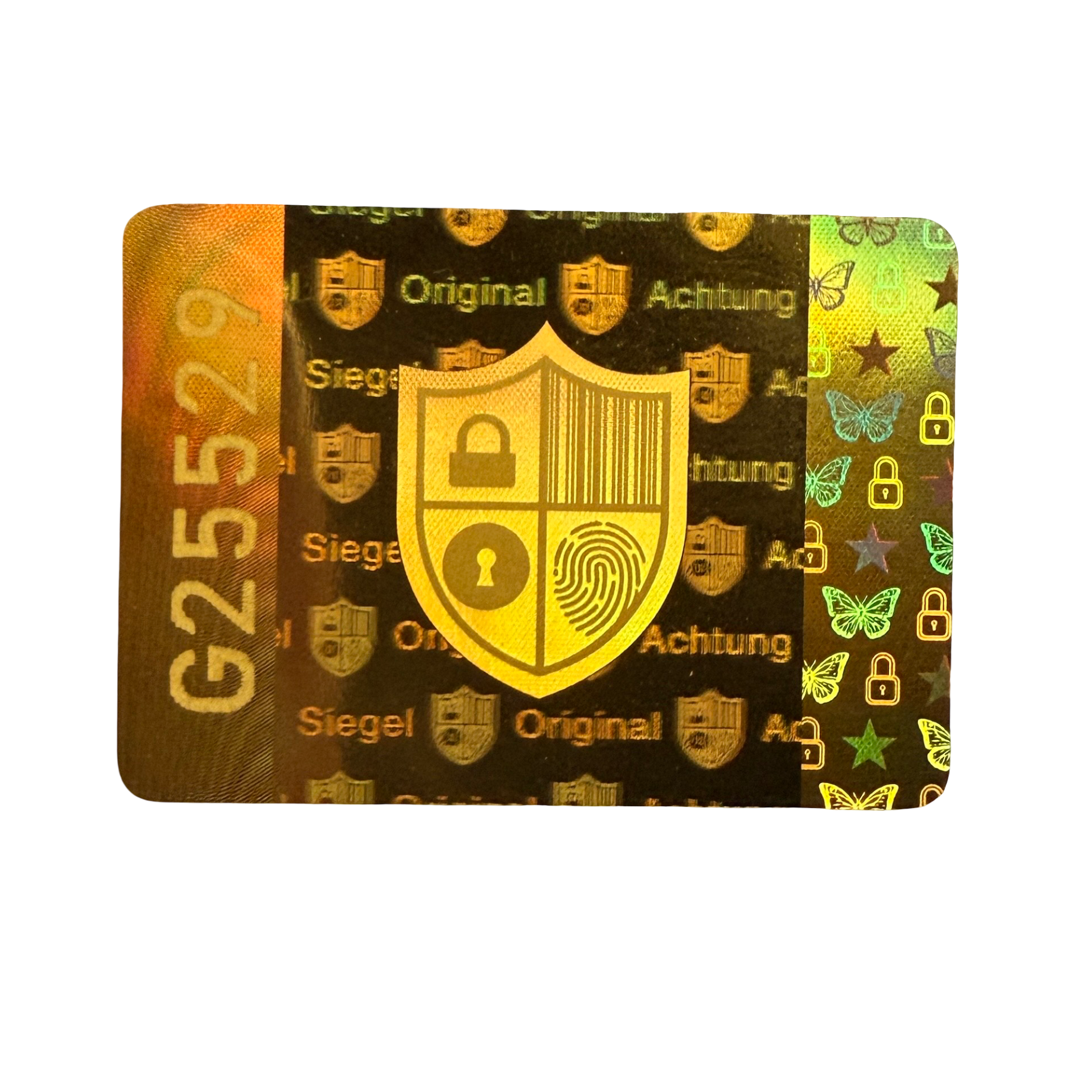 Premium Hologramm Aufkleber 20×28 mm – Sicherheitslabel – Gold – mit/ohne lfd. Nummer