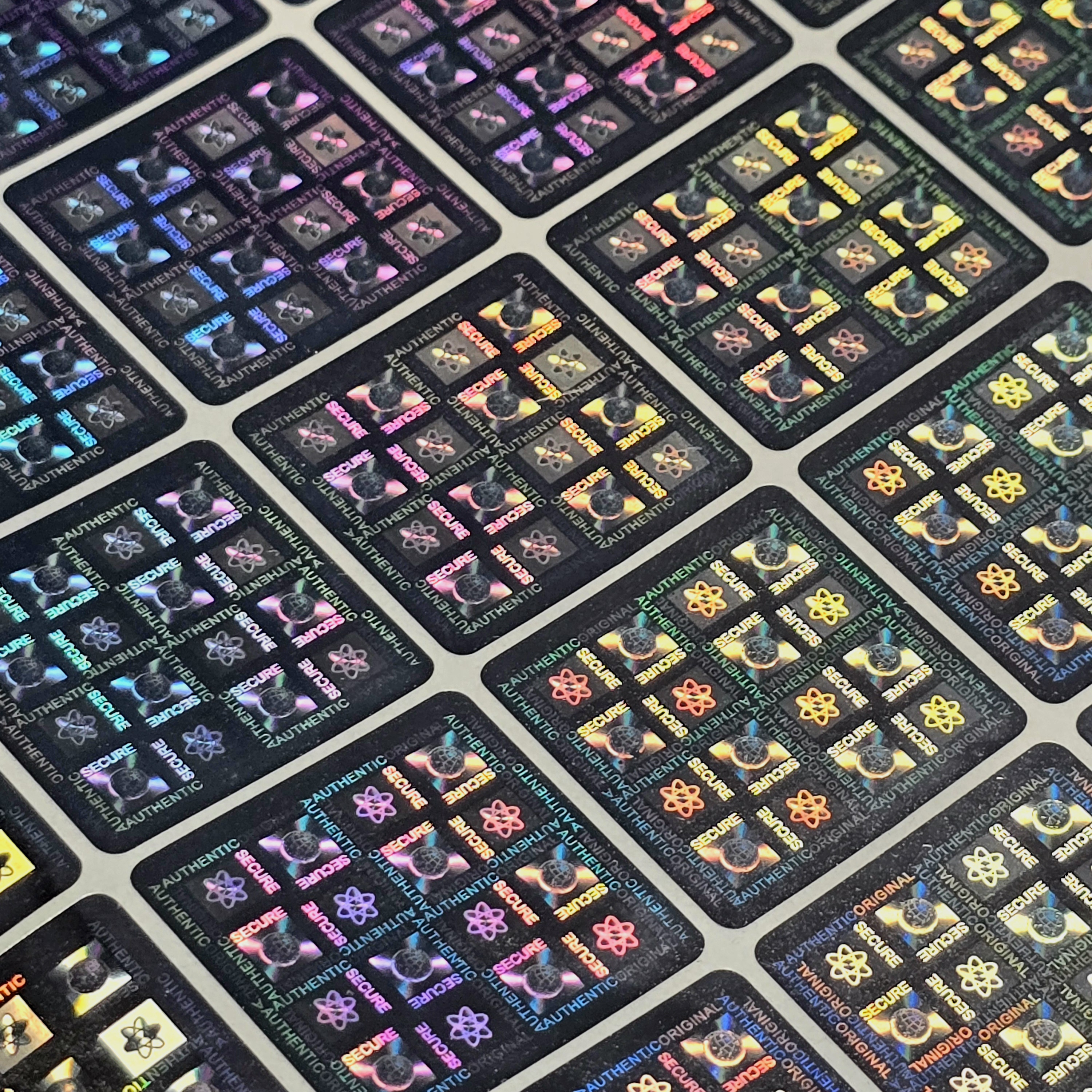 "Secure" 3D Hologramm Sicherheitssiegel 25 x 25 mm Sticker Silber